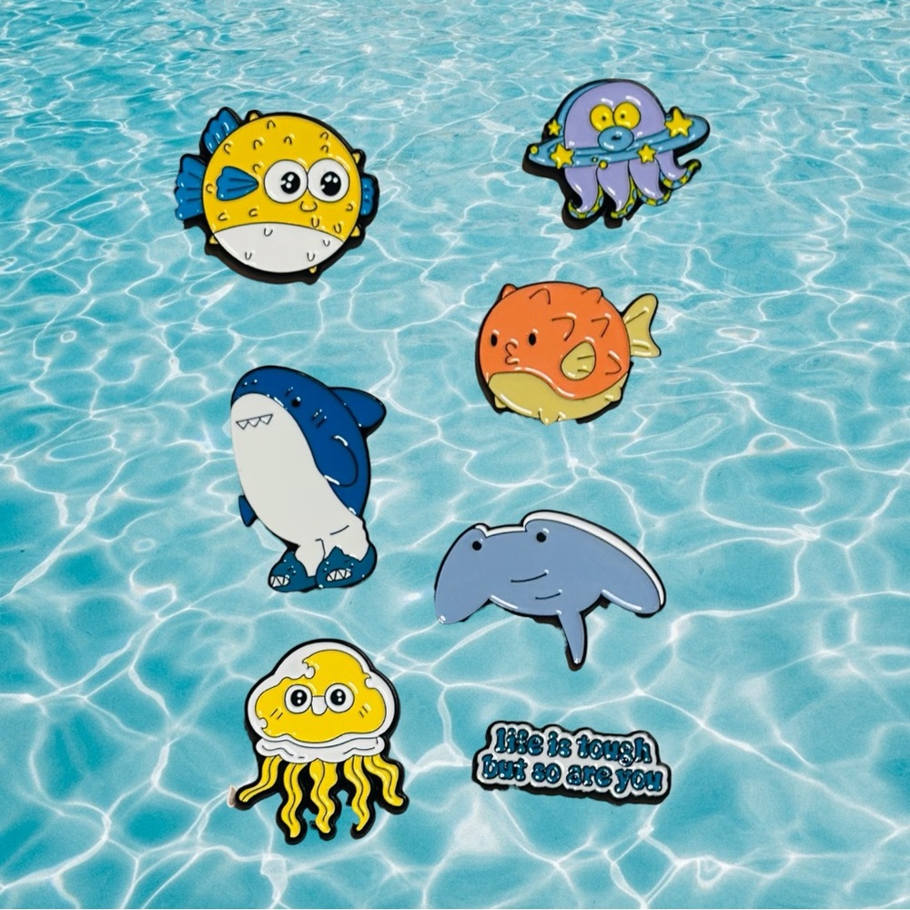 ‘Sea Friends’ Enamel Pin Set of 7